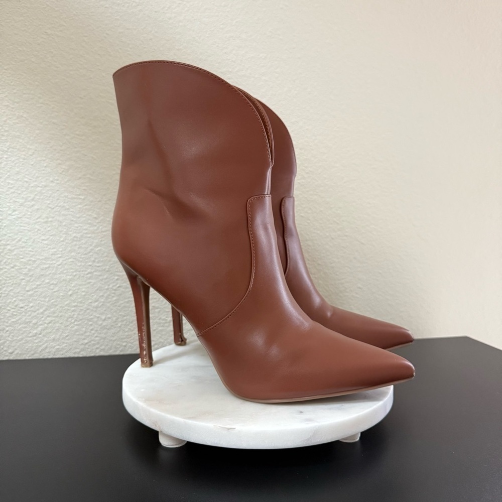 Nine West Camel Brown Tolate Dress Heeled Boots Women’s Size 10